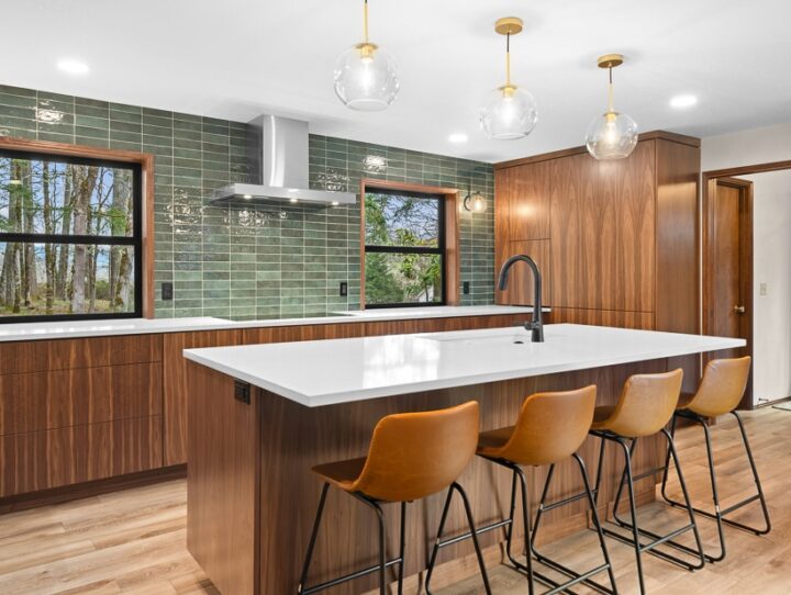 Warm Mid Century Modern Kitchen Remodel by Thayer Design Build project photo