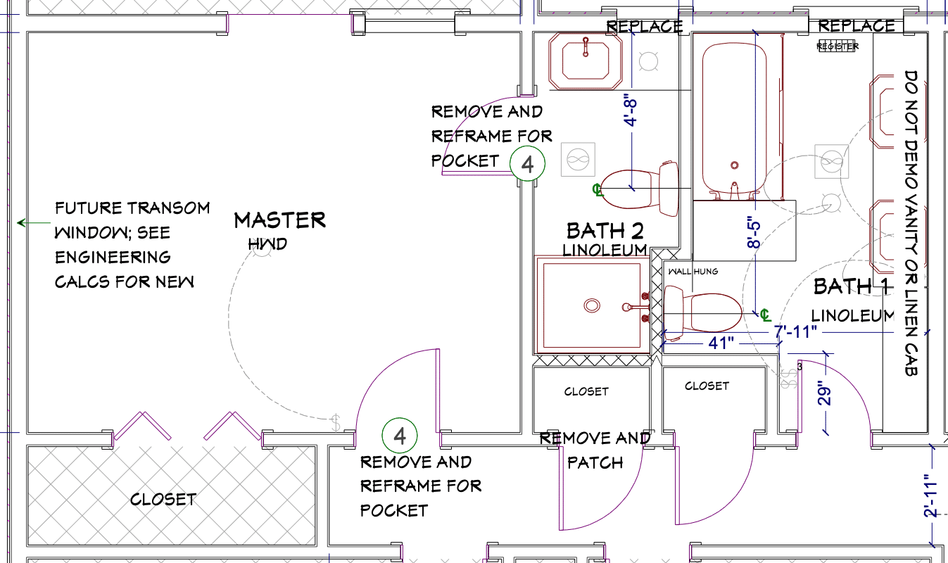 Mid Century Double Bathrooms - Thayer Design Build