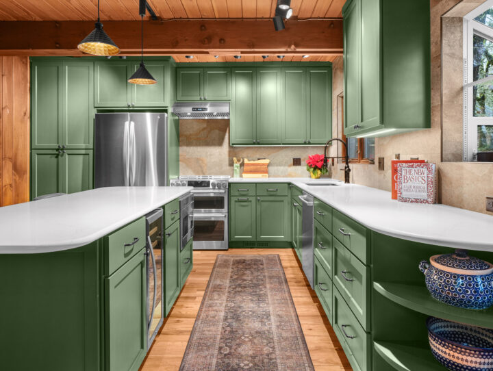 Green A Frame Kitchen Remodel in Albany, OR by Thayer Design Build project photo