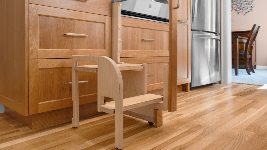 Simple kitchen hardware in aging-in-place kitchen in Albany