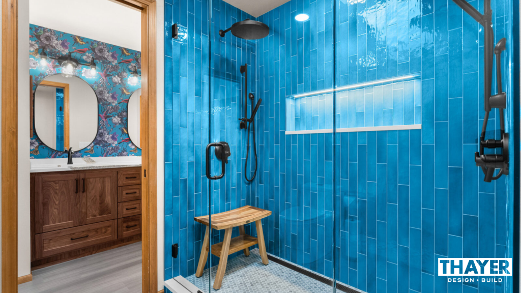 Blue contemporary bathroom remodel in Philomath