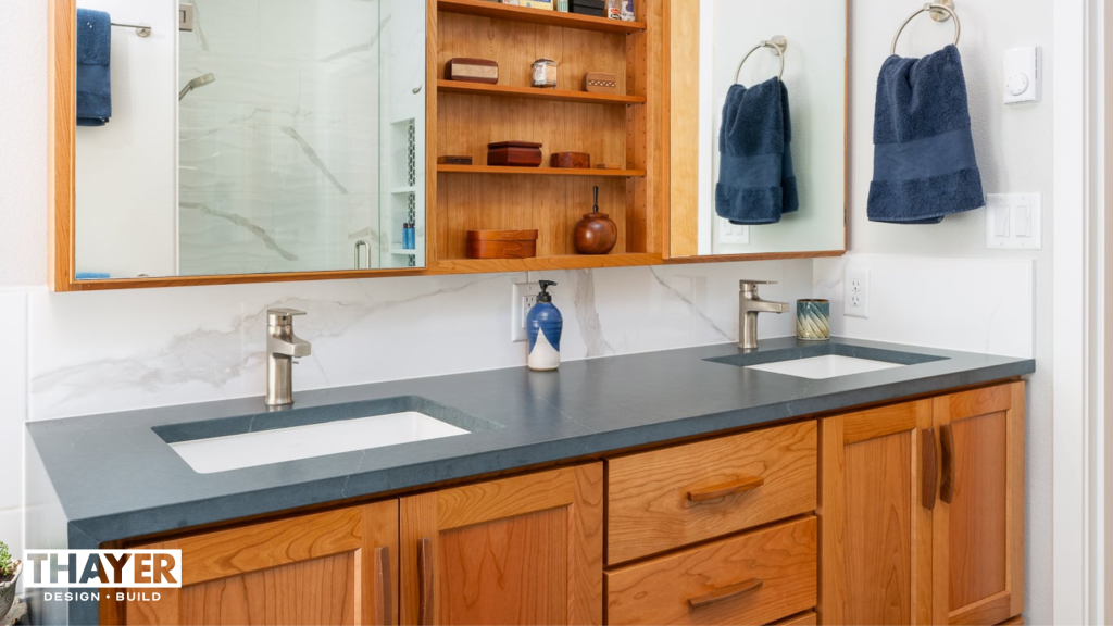 Energy-efficient fixture example in remodeled bathroom