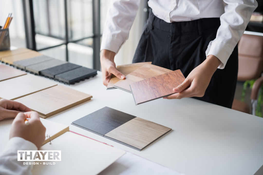 Material samples for a home remodel