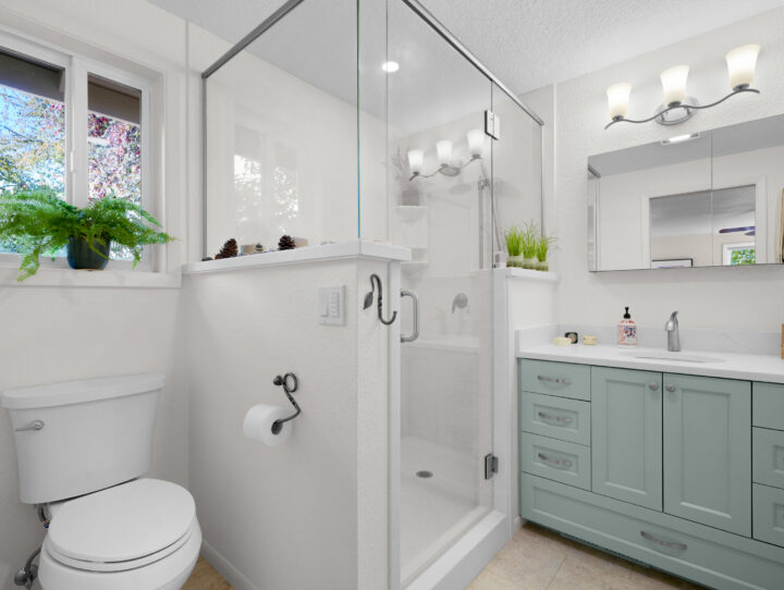 Remodeled primary bathroom in Corvallis whole home remodel