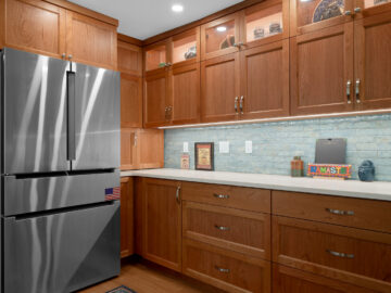 Warm transitional kitchen view in Corvallis home remodel