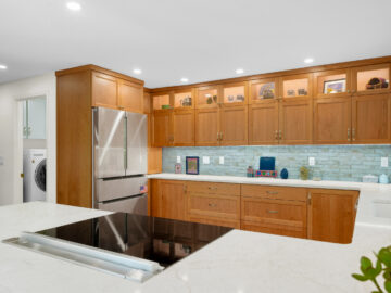 Warm transitional kitchen view in Corvallis home remodel