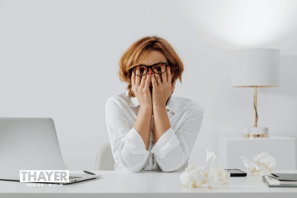 woman overwhelmed by design decisions