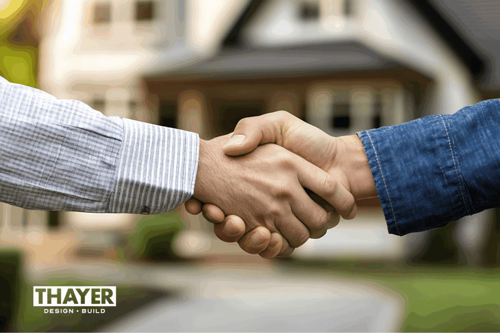 two people shaking hands in agreement