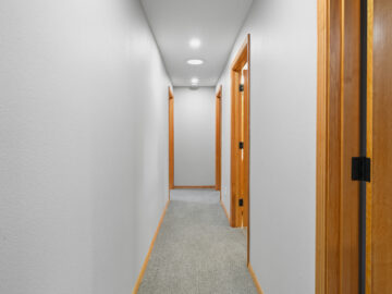 View of hallway where layout changes were made in aging-in-place remodel