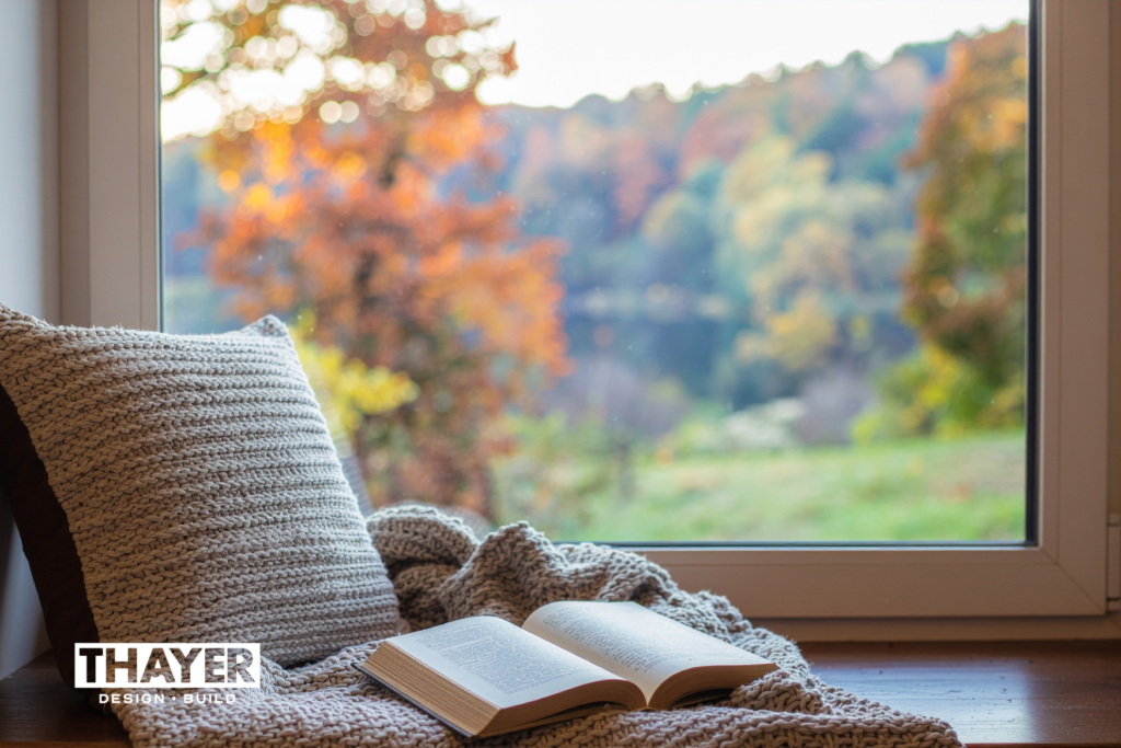 Looking out window of remodeled home in Oregon